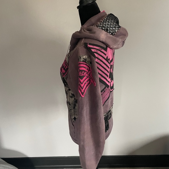 Handmade purple pink unlocal small zip up hoodie - Picture 3 of 4